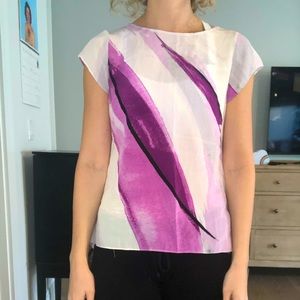 WHBM White House Black Market Abstract Print Silk Top
